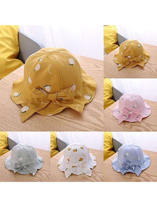 JZYZSNLB Sun hat Kids Baby Bucket Hat 2021 Spring Summer Bow Fruit Printed Sun Princess Protection Bucket Hat Kids Sunscreen Cap Fisherman Hat (Color : Pink, Size : One S
