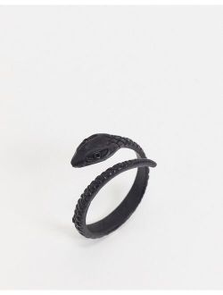 ring with wrap around snake design in black tone