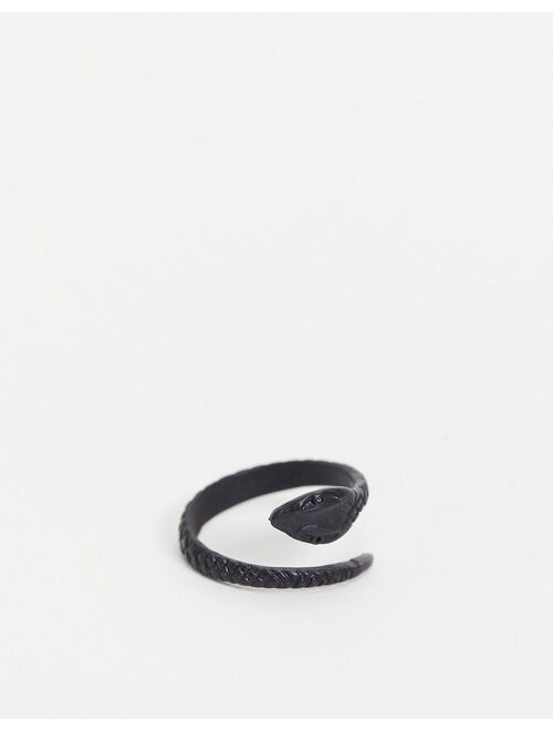 ASOS DESIGN ring with wrap around snake design in black tone