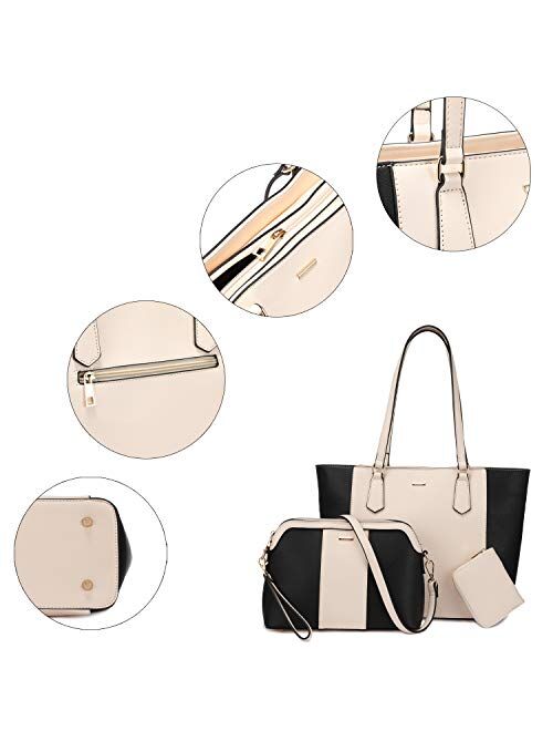 Lovevook Purses and Handbags for Women Fashion Tote Bag Work Shoulder Bags Satchel Purse Set 3pcs