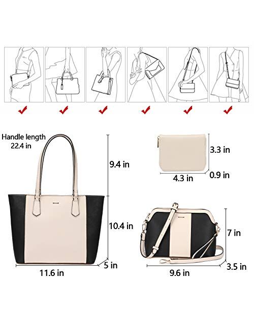 Lovevook Purses and Handbags for Women Fashion Tote Bag Work Shoulder Bags Satchel Purse Set 3pcs