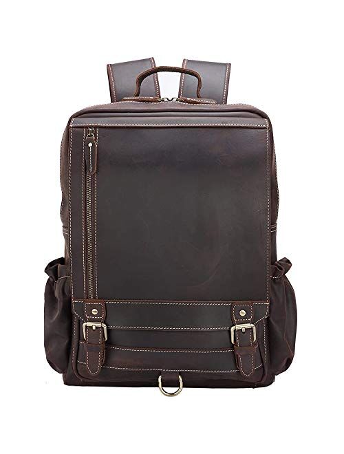 Buy TIDING Men's Leather Backpack 15.6 Inch Laptop Bag Business Travel ...