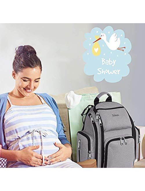 Diaper Bag Backpack, Multifunction Travel Waterproof Baby Nappy Changing Bag for Dad Mom with Insulated Pockets, Changing Pad, Storller Straps, Mancro Maternity Baby Bag 