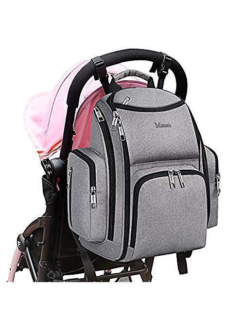 Diaper Bag Backpack, Multifunction Travel Waterproof Baby Nappy Changing Bag for Dad Mom with Insulated Pockets, Changing Pad, Storller Straps, Mancro Maternity Baby Bag 
