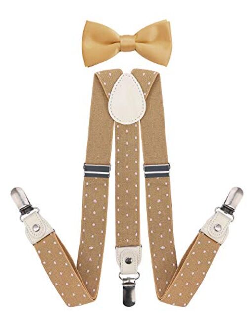 DEOBOX Boys' Suspenders and Bowtie Set Wedding Adjustable