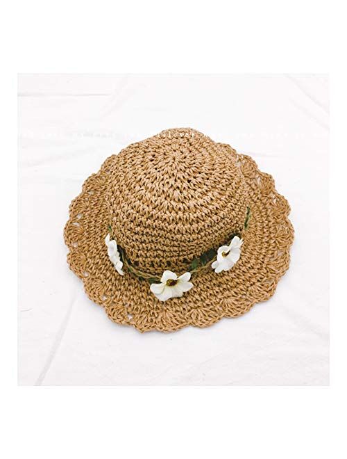 Handmade Crochet Baby Girl Hat Sun Hats for Kid Beach Straw Hat Summer Hat for Baby