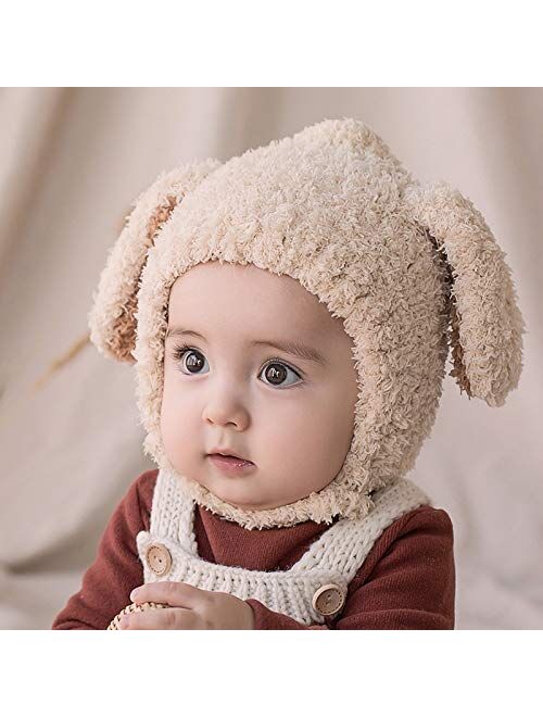 HGDD Boys and Girls Fall and Winter Baby hat Baby Wool Cap Thick Winter Children's Knitted hat Ear (Color : F)