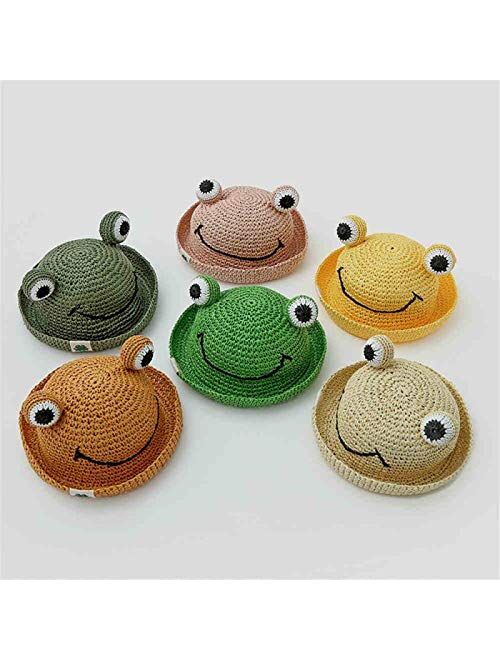 Meijin Summer Accessories Children hat Cartoon Frog hat Handmade Outdoor Beach Sunscreen hat boy Girl Gift (Color : 01)