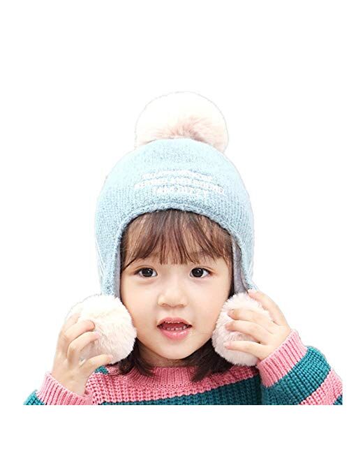 Autumn and Winter Fashion Warm Princess Earmuffs Baby Double Ball Velvet Wool Cap