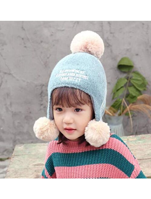 Autumn and Winter Fashion Warm Princess Earmuffs Baby Double Ball Velvet Wool Cap