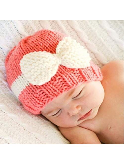 Hat Newborn Hat Infant Baby Hat Big Bow Soft Cute Knot Baby Bean Hat Pink Accessories (Color : White)