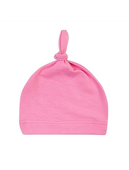 Hat Organic Bamboo Rayon Baby Beanie Cap Super Soft Knot Cap Solid Color Accessories (Color : Blue+red+Yellow+Pink+Blue)