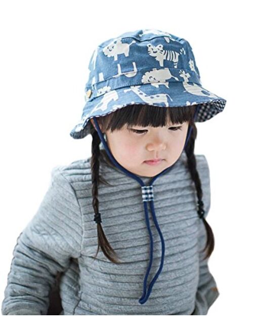 Jixin4you Unisex Baby Sun Bucket Hat Animal Printing Reversible Fisherman Caps