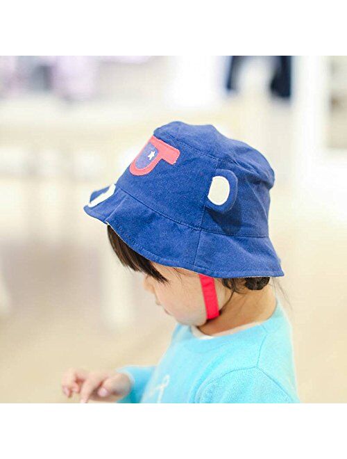 Jixin4you Kids Summer Glasses Bear Outdoor Beach Cotton Bucket Cap Sun Hat Blue