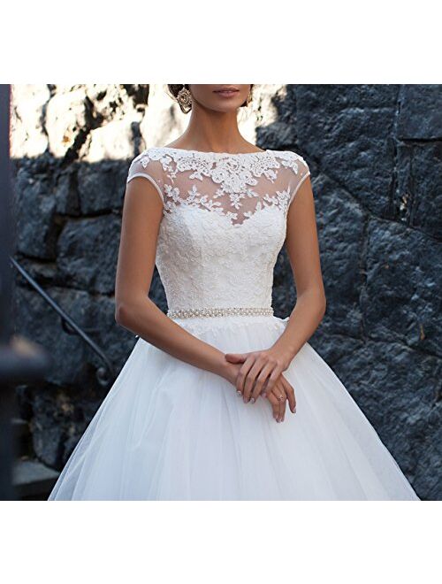 Fishlove Vintage Inspired Vestido De Novia 2017 Cap Sleeves Sheer Lace Bridal Wedding Dresses W39