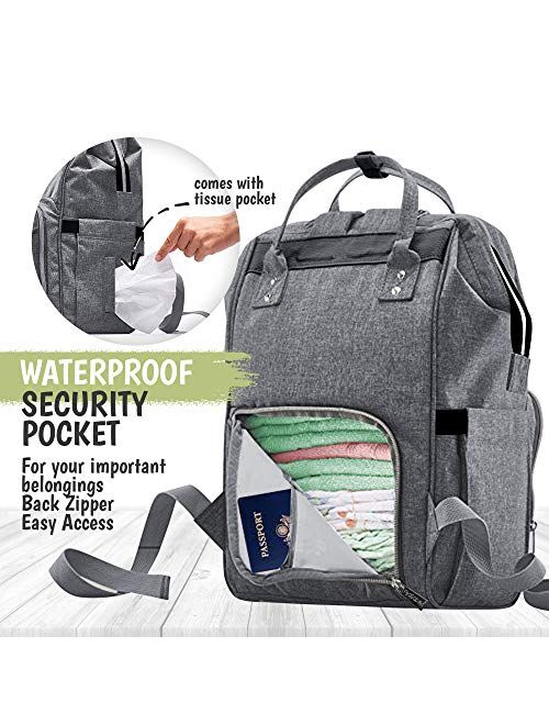 KeaBabies Diaper Bag Backpack - Large Waterproof Travel Baby Bags