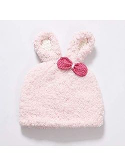 HGDD Children lamb's Wool hat Dongkuan Korean Bow Rabbit Ears Warm Plush Baby Sets of Head Cap Winter hat Tide (Color : G)
