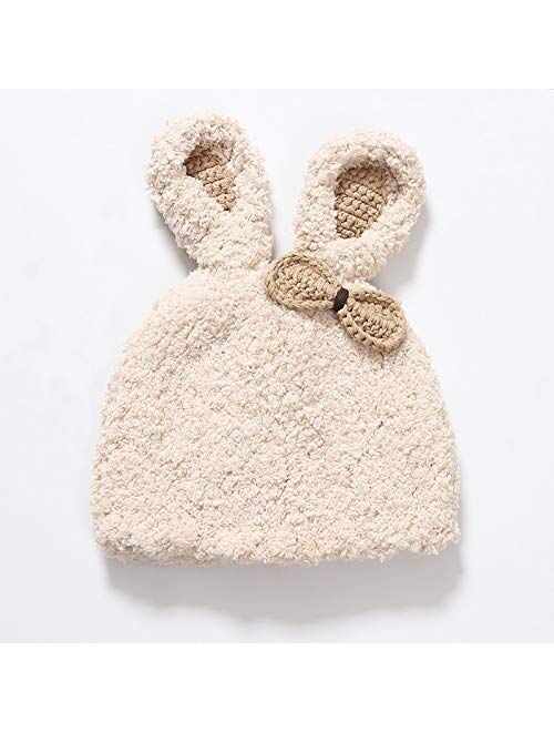 HGDD Children lamb's Wool hat Dongkuan Korean Bow Rabbit Ears Warm Plush Baby Sets of Head Cap Winter hat Tide (Color : G)
