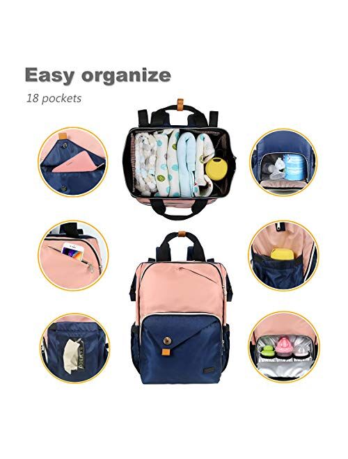 Double Compartments with Stroller Straps,Waterproof,Gray Hap Tim Diaper Bag Backpack,Large Capacity Travel Back Pack Maternity Baby Nappy Changing Bags US7340-G 