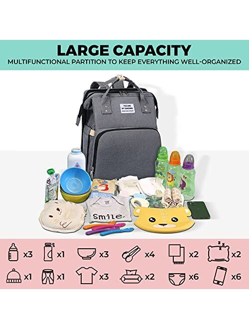 GearedUp Diaper Bag Backpack with Changing Station - 10-in-1 Extra Large Travel Baby Bag for Boys & Girls