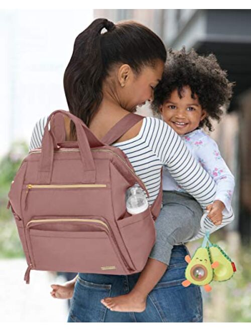 Skip Hop Skip Hop Diaper Bag Backpack: Mainframe Large Capacity Wide Open Structure with Changing Pad & Stroller Attachement, Dusty Rose, Blush