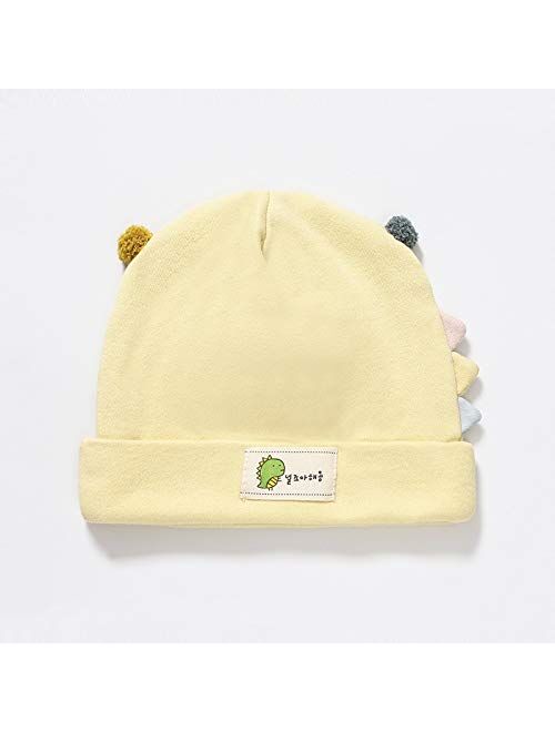 HGDD Fall and Winter Baby hat Cotton Pullover Newborn Dinosaurs Double Ball Cap 0-6 Months fetal Baby Warm hat (Color : D)