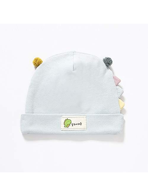 HGDD Fall and Winter Baby hat Cotton Pullover Newborn Dinosaurs Double Ball Cap 0-6 Months fetal Baby Warm hat (Color : D)