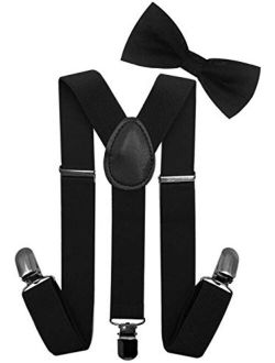 LOLELAI Toddler, Kids Suspender and Bow Tie Set | Adjustable and Elastic | for Boys and Girls