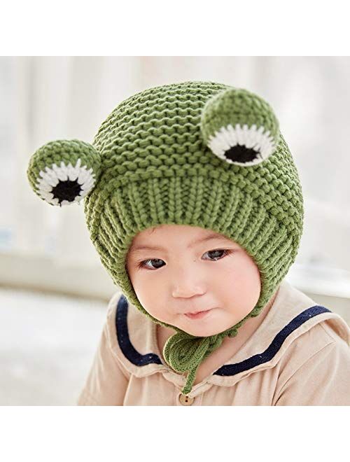 HGDD Baby Baby Wool Cap Autumn and Winter hat Infants and Children Warm Winter hat Knitted Winter hat Frog (Color : A)