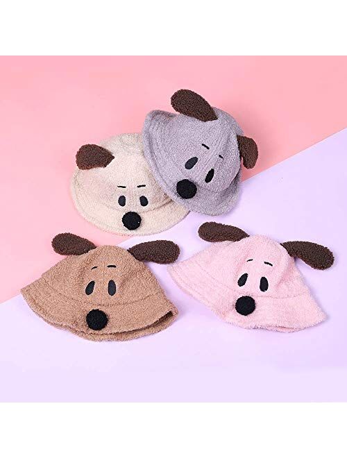 HGDD Imitation Cashmere Cartoon Puppy Baby Basin Cap Child Fall and Winter Animal Shaped hat (Color : Gray)