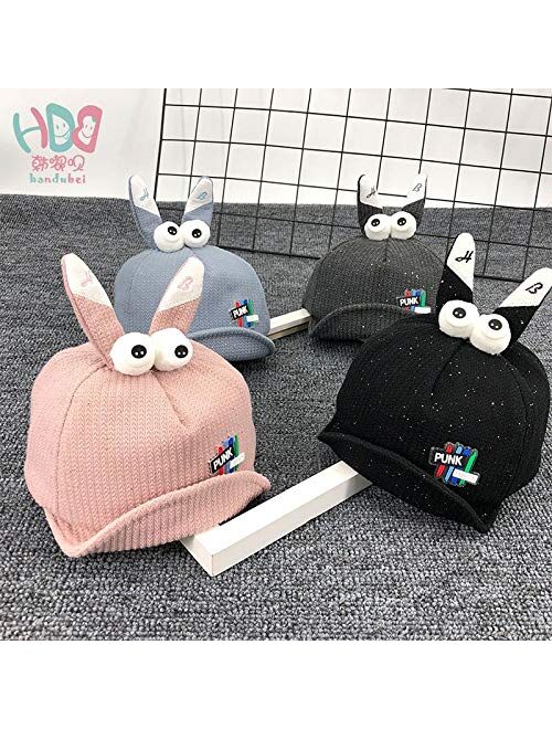 HGDD Children's Cartoon Soft Eyes Brimmed Cap Korean Dongkuan Baby hat (Color : Black)