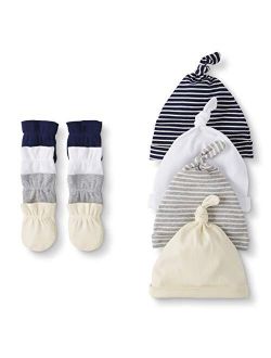 Moon and Back by Hanna Andersson Baby Boys' and Girls' 4-Pack Organic Cotton Cap and Mitten Set