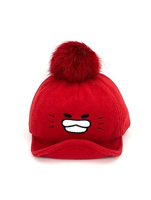 HGDD Embroidery Cap hat Autumn and Winter Thick Ugly Duckling Baby Cute Children's Cartoon hat (Color : Blue)