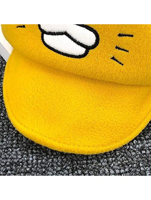 HGDD Embroidery Cap hat Autumn and Winter Thick Ugly Duckling Baby Cute Children's Cartoon hat (Color : Blue)