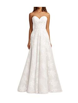 MYDRESS Women's Gorgeous Lace Appliques Sweetheart Wedding Dresses A-Line Bridal Gowns