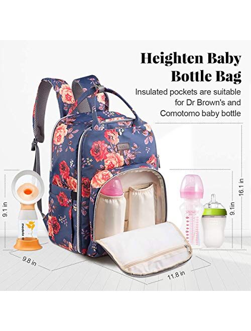 Diaper Bag Backpack, Kaome Diaper Bags for Baby Girl, Multifunction Large Capacity Maternity Baby Bag Waterproof and Stylish with 16in Laptop Pocket, Changing Nursing Pad