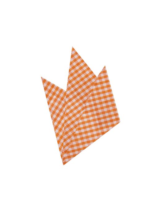 Jacob Alexander Boys' Gingham Checkered Pattern Suspenders Pre-Tied Banded Bow Tie and Pocket Square Set - Orange