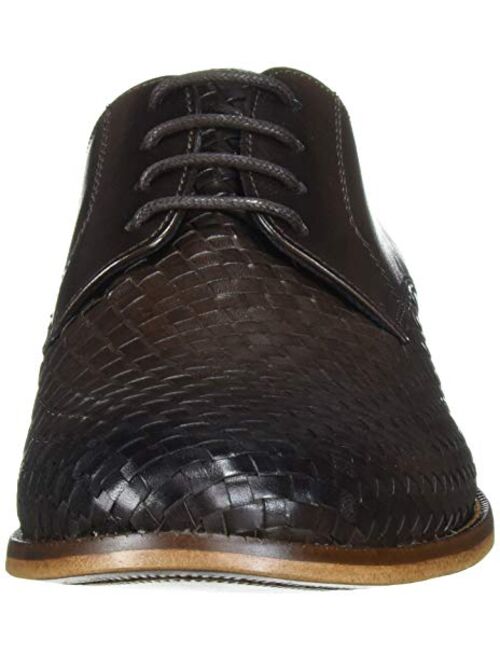 MARC JOSEPH NEW YORK Men's Leather Gold Collection Dress Woven Oxford