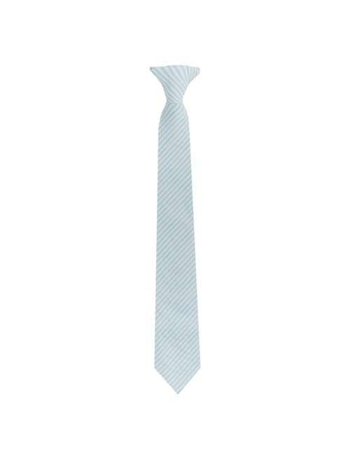 Jacob Alexander Boys' Seersucker Suspenders and 14 inch Clip-On Neck Tie Set - Turquoise