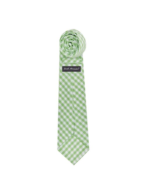 Jacob Alexander Boys' Gingham Checkered Pattern Suspenders and Prep Neck Tie Set - Lime Green