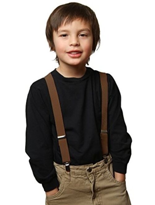 Suspenders for Kids Boys and Baby - Premium 1 Inch Suspender Perfect for Tuxedo - Tan (22")