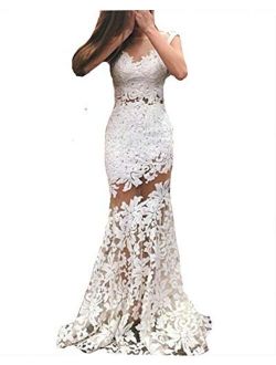 Fanciest Women's Mermaid Lace Wedding Dresses for Bride 2017 Bridal Gowns White
