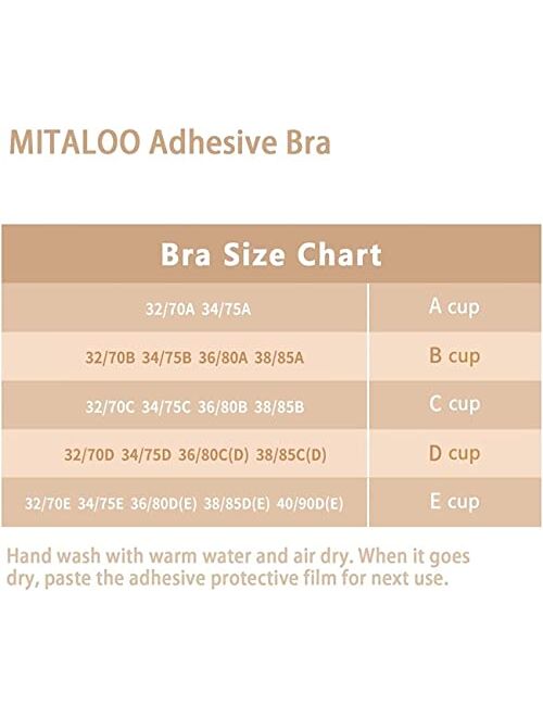 MITALOO Adhesive Invisible Backless Push Up Strapless Sticky Bras Reusable Magic Bra for Women