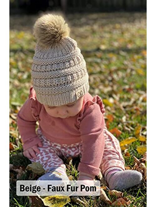 Funky Junque Exclusives Baby Infant Beanie Knit Warm Winter Pom Skull Cap Hat