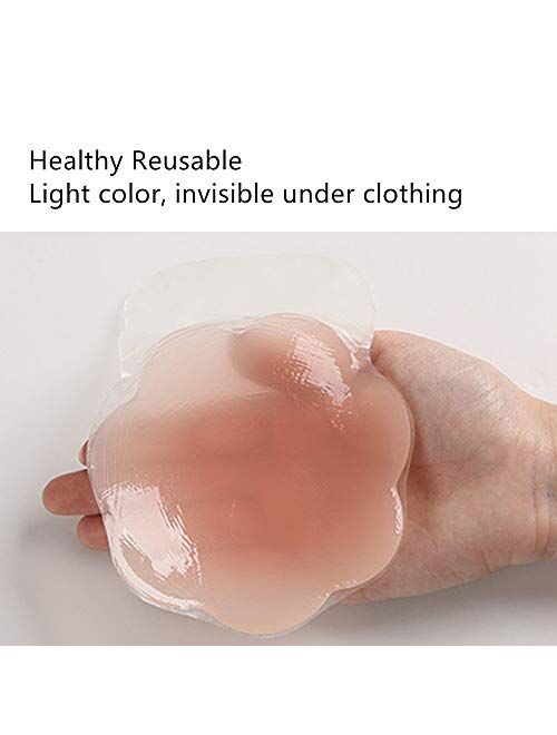 IssTry Nipple Covers Lift, Strapless Sticky Push up Reusable Silicone Tape Bra, Invisible Adhesive Bras for Women & Girls Pink