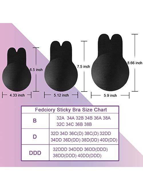 Fedciory Sticky Bra Invisible Backless Bras - Adhesive Push Up Nipple Covers Reusable for Women Large Breasts Set of 2