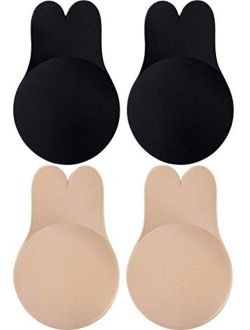 Adhesive Bra, Breast Lift Strapless Backless Bra Nippless Covers Push Up Self Invisible Sticky Bra for Women (2 Pairs)