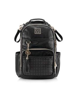 Chelsea + Cole for Itzy Ritzy Diaper Bag Backpack - Studded Boss Backpack Diaper Bag Includes 19 Pockets, Changing Pad, Stroller Clips & Tassel; Black with Sweetheart Pri
