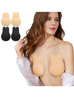 Robesty Adhesive Bra,Strapless Bras 2Pairs Invisible Lift Backless Sticky Bra for Women