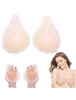 Adhesive Silicone Lift Bra Reusable Stick On Bra Self-Adhesive Bra Invisible Breast Lift Sticky Bra Backless Deep V Plunge Sticky Bra - Nipple Covers Push Up Bra Breast P